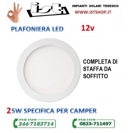 camper Illuminazione LED  PLAFONIERA LED PER CAMPER 12V 25W 21 cm